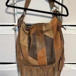 Jessica Simpson Patchwork Fringe Leather Bag